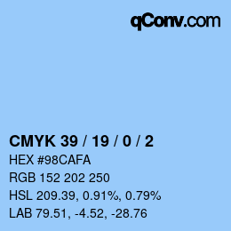 カラーコード: CMYK 39 / 19 / 0 / 2 | qconv.com