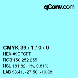 カラーコード: CMYK 39 / 1 / 0 / 0 | qconv.com