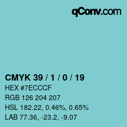Color code: CMYK 39 / 1 / 0 / 19 | qconv.com