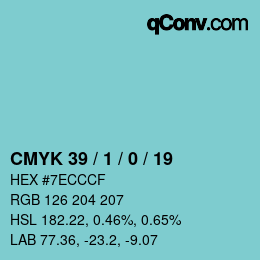 Color code: CMYK 39 / 1 / 0 / 19 | qconv.com