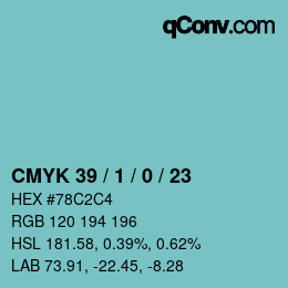 カラーコード: CMYK 39 / 1 / 0 / 23 | qconv.com