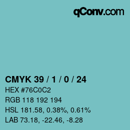 カラーコード: CMYK 39 / 1 / 0 / 24 | qconv.com
