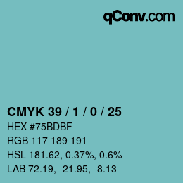 Color code: CMYK 39 / 1 / 0 / 25 | qconv.com