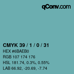 颜色代码: CMYK 39 / 1 / 0 / 31 | qconv.com