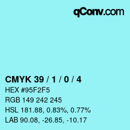 カラーコード: CMYK 39 / 1 / 0 / 4 | qconv.com