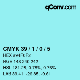 カラーコード: CMYK 39 / 1 / 0 / 5 | qconv.com