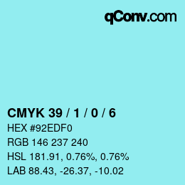 颜色代码: CMYK 39 / 1 / 0 / 6 | qconv.com