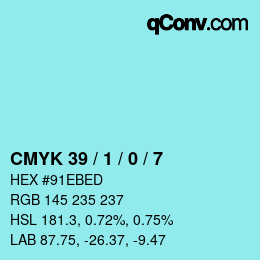 Color code: CMYK 39 / 1 / 0 / 7 | qconv.com