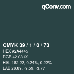 Color code: CMYK 39 / 1 / 0 / 73 | qconv.com