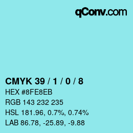 Farbcode: CMYK 39 / 1 / 0 / 8 | qconv.com