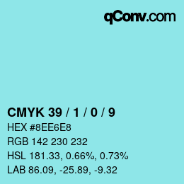 カラーコード: CMYK 39 / 1 / 0 / 9 | qconv.com