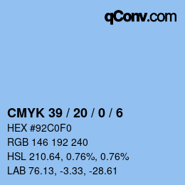 カラーコード: CMYK 39 / 20 / 0 / 6 | qconv.com