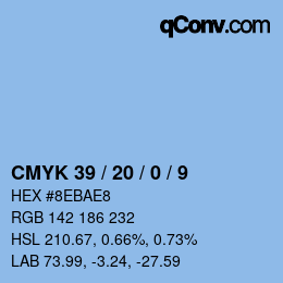 カラーコード: CMYK 39 / 20 / 0 / 9 | qconv.com