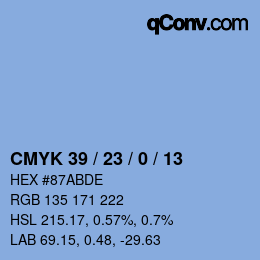 カラーコード: CMYK 39 / 23 / 0 / 13 | qconv.com