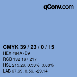 颜色代码: CMYK 39 / 23 / 0 / 15 | qconv.com
