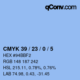 Color code: CMYK 39 / 23 / 0 / 5 | qconv.com