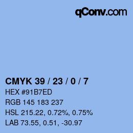 カラーコード: CMYK 39 / 23 / 0 / 7 | qconv.com