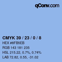 カラーコード: CMYK 39 / 23 / 0 / 8 | qconv.com
