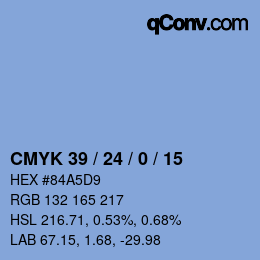 カラーコード: CMYK 39 / 24 / 0 / 15 | qconv.com