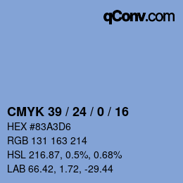 カラーコード: CMYK 39 / 24 / 0 / 16 | qconv.com