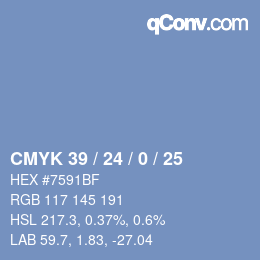 颜色代码: CMYK 39 / 24 / 0 / 25 | qconv.com