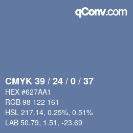 カラーコード: CMYK 39 / 24 / 0 / 37 | qconv.com