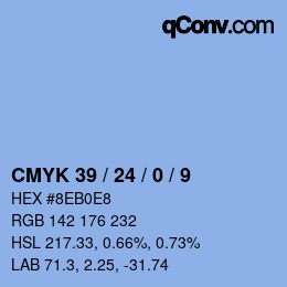 颜色代码: CMYK 39 / 24 / 0 / 9 | qconv.com