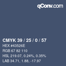 Color code: CMYK 39 / 25 / 0 / 57 | qconv.com