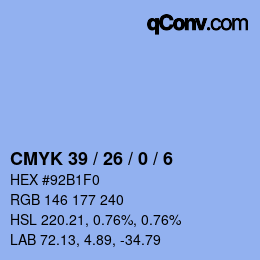 カラーコード: CMYK 39 / 26 / 0 / 6 | qconv.com