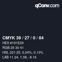 Color code: CMYK 39 / 27 / 0 / 84 | qconv.com