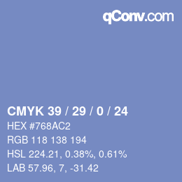 Color code: CMYK 39 / 29 / 0 / 24 | qconv.com