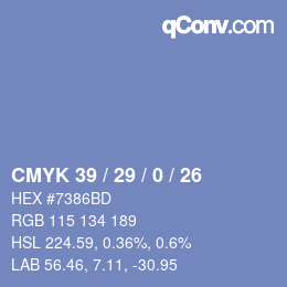 Color code: CMYK 39 / 29 / 0 / 26 | qconv.com