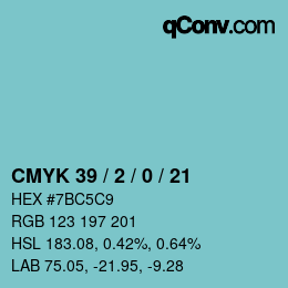 Color code: CMYK 39 / 2 / 0 / 21 | qconv.com