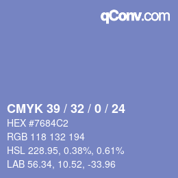 颜色代码: CMYK 39 / 32 / 0 / 24 | qconv.com