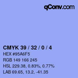 Color code: CMYK 39 / 32 / 0 / 4 | qconv.com