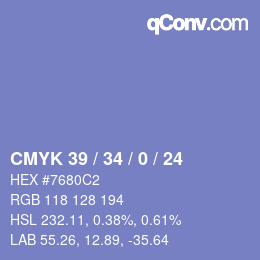 颜色代码: CMYK 39 / 34 / 0 / 24 | qconv.com