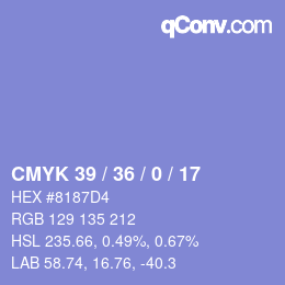 Color code: CMYK 39 / 36 / 0 / 17 | qconv.com