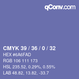 Color code: CMYK 39 / 36 / 0 / 32 | qconv.com