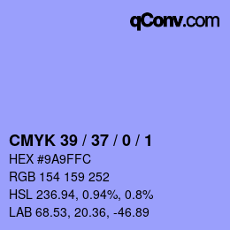 颜色代码: CMYK 39 / 37 / 0 / 1 | qconv.com
