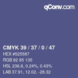 カラーコード: CMYK 39 / 37 / 0 / 47 | qconv.com