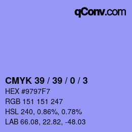 カラーコード: CMYK 39 / 39 / 0 / 3 | qconv.com