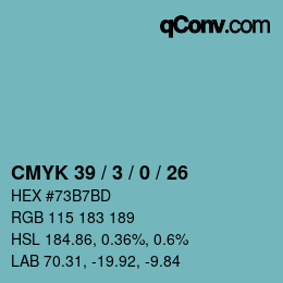Color code: CMYK 39 / 3 / 0 / 26 | qconv.com