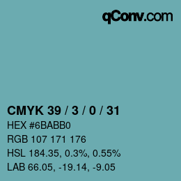 カラーコード: CMYK 39 / 3 / 0 / 31 | qconv.com