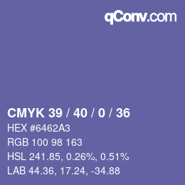 Code couleur: CMYK 39 / 40 / 0 / 36 | qconv.com