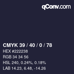 Color code: CMYK 39 / 40 / 0 / 78 | qconv.com