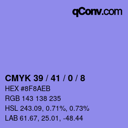 Color code: CMYK 39 / 41 / 0 / 8 | qconv.com