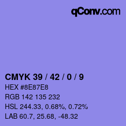 カラーコード: CMYK 39 / 42 / 0 / 9 | qconv.com