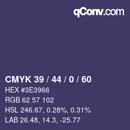 颜色代码: CMYK 39 / 44 / 0 / 60 | qconv.com