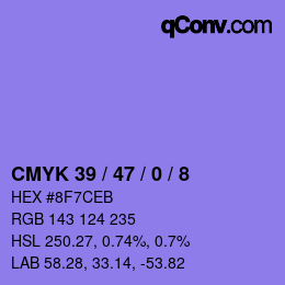 Color code: CMYK 39 / 47 / 0 / 8 | qconv.com