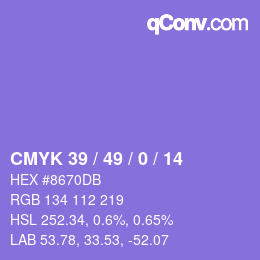 Color code: CMYK 39 / 49 / 0 / 14 | qconv.com
